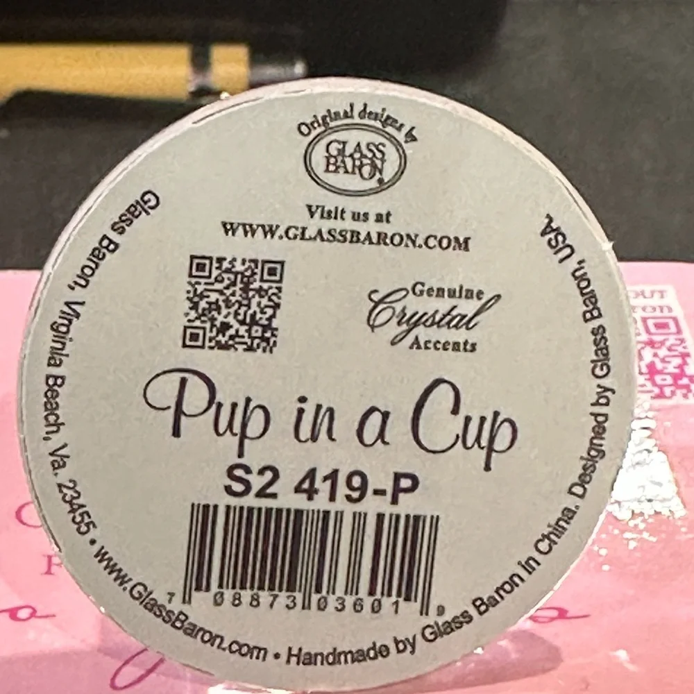 Glass Baron: Glass Pup in a Cup Figurine